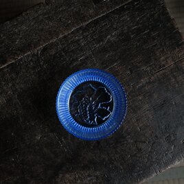 葡萄とリーフ◆ギザギザの縁。プレスガラス小皿　昭和初期〜中期　古道具　古民家　骨董/antiquesの画像