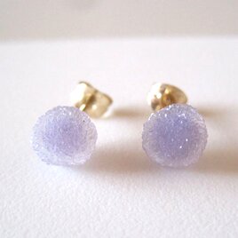 グレープカルセドニーの原石ピアス /Indonesia/Grape Chalcedony 14kgfの画像