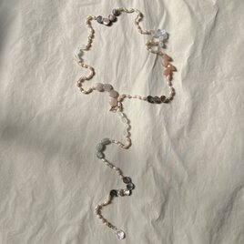 Abalone shell & Moon stoneのロングネックレス　14kgfの画像