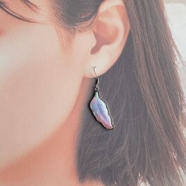 羽根 【Auroral】七宝焼イヤリング・ピアス 純銀胎七宝の画像