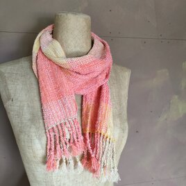 残糸利用　綿マフラー　送料無料　糸と糸の画像