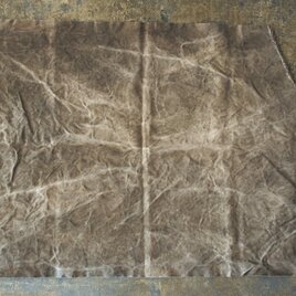 コーヒー染め大判布　綾織帆布　88×130cm　切り欠き ＜M＞