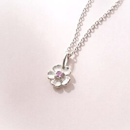 SILVER925　ピンクサファイアフラワーネックレスの画像
