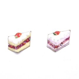 Sweets♪いちごショートケーキの七宝焼ピンブローチ（ピンバッジ）【受注制作】の画像