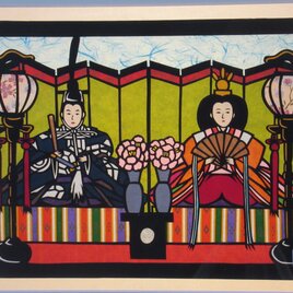 愛妻雛　　　組子と切り絵のコラボ　　　　　参考作品　　　　非売品の画像