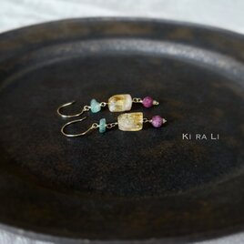 14KGF シトリンのエキゾチックピアス（イヤリング）の画像