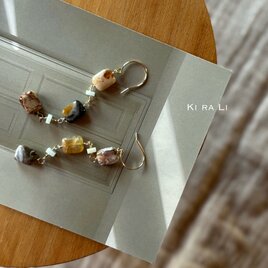 14KGF ブランデーオパールのピアス（イヤリング）の画像