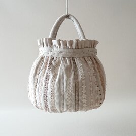 ribbon linen maru bag [beige]の画像