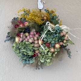 母の日　紫陽花の可愛いリースの画像