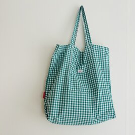 エコbag   ギンガムチェック グリーンの画像