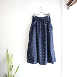 gather pocket skirt (indigo dot)の画像