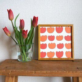 「 tulip ( red & orange ) 」20cm角ポスターの画像