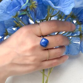 澄みわたる青い石　大粒ラピスラズリ　フリーリング  天然石リング　--Lapis Dream--　　の画像