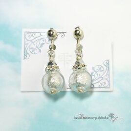 とんぼ玉イヤリング＊SilverWhiteの画像