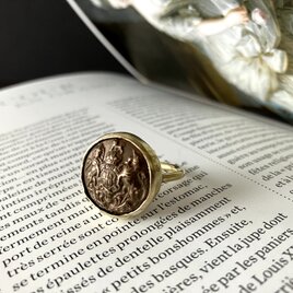 UK [Vintage button] Bezel ring - brassの画像