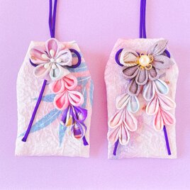 【首掛け】（藤）元巫女が作る花のお守り袋の画像