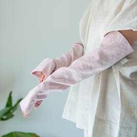 【シャクヤク染め】Organic Cotton 楊柳生地の日除けロングアームカバーの画像