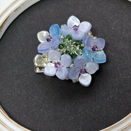 額紫陽花ブローチ(ブルー)の画像
