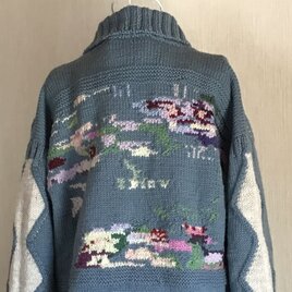 睡蓮の池イメージでカーディガンの画像