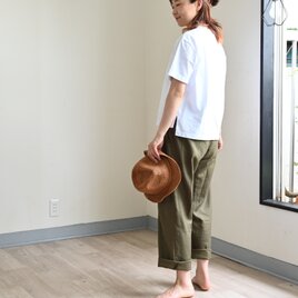 【新色】ベーシックストレート リネンパンツ：オリーブの画像