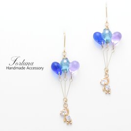 風船とクマさん~Blue~(691) ピアス/イヤリング/ノンホールピアス/樹脂ピアス