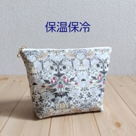 保温・保冷の洗えるポーチ　V&Aウィリアムモリス　大きめ20cm　母の日　いちご泥棒　グレー　　798の画像