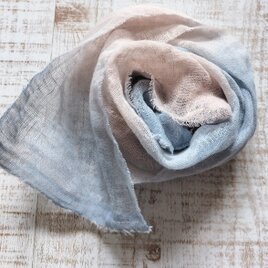 ふんわり柔らか♪リネンガーゼミニストール　天然染め　泥染め　ピンクムーンの画像