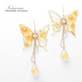 胡蝶~Yellow Flower~(c24) ピアス/イヤリング/ノンホールピアス/樹脂ピアス