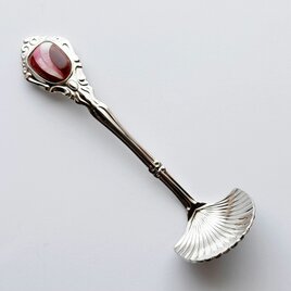 アンティークシュガースプーン【Ruby Red】七宝焼のカトラリー　純銀胎有線七宝の画像