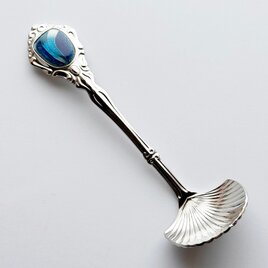 アンティークシュガースプーン【Marine Blue】七宝焼のカトラリー　純銀胎有線七宝の画像