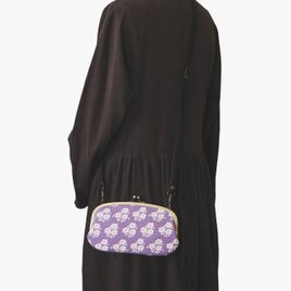■ヴィンテージファブリックの親子がま口お財布ショルダー / パープルの花■ mimi (vf-pu)の画像