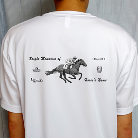 ドライTシャツ/オリジナル/競争馬イラスト作成/ウマ/ネイビー＆ホワイト/競馬/推し馬/カスタマイズの画像