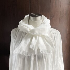 150cm フレンチリネンのミニストール　白　オフホワイトの画像
