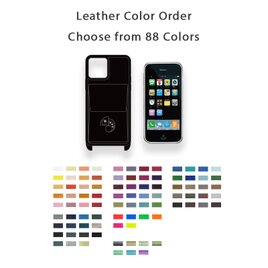 88色からオーダー可！！ カメレオン デザイン / ヤギ革 財布機能・ショルダーフック付き iPhoneケースの画像