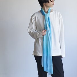 肌に馴染むニットストール　KLEE BLOCK　soda blueの画像