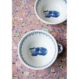 染付耳付きボウル（出島猫）＊再販＊の画像