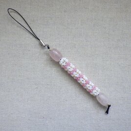 天然石ローズクオーツのストラップ