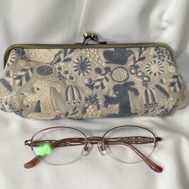 点と線模様製作所　ウサギ　がま口メガネ、ペンケース　　の画像