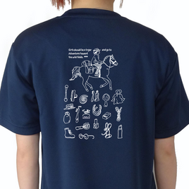 ドライTシャツ/馬旅ガール/イラスト/ウマ/ネイビー＆ホワイト/門出/贈り物/出発/スタート/プレゼントの画像