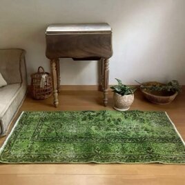 60×120ワサビグリーン　オーバーダイ　トルコあヴィンテージラグの画像