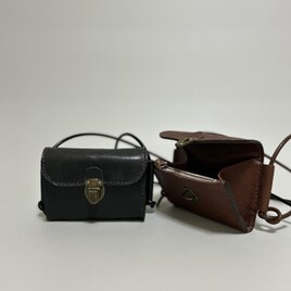 姫路レザーmini長財布ポシェット◆黒　スマホショルダー　ポシェット　サコッシュの画像