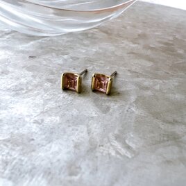 PA328-【 AVON 】エイボン・ヴィンテージピアス 1980s Gold Tone Pink Rhinestonesの画像