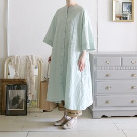 Aラインシャツワンピース/グリーンストライプの画像