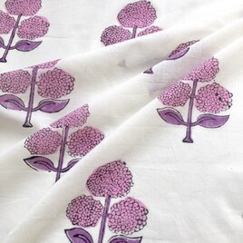 インド ブロックプリント生地 [50cm単位切り売り] Sanganeri 3輪の花 あじさい フラワー MTIF024の画像