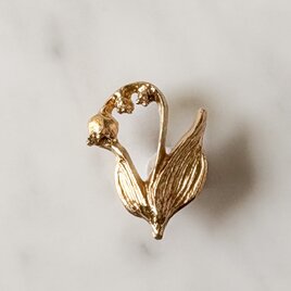 スズランの日の贈りもの｜K18メッキの花咲くスズランのブローチの画像