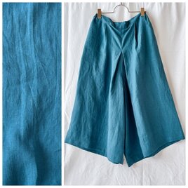 レディのためのフロレアルパンツ：80cm（無地リネン：ターコイズ）の画像