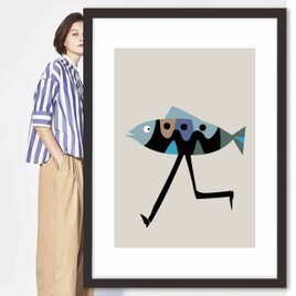 走る魚　送料無料 　イラスト　A4〜A0　ポスター　アートポスター　アートsei検索新着順　3506の画像