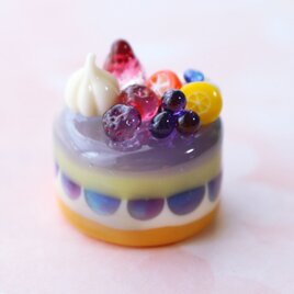 ガラスのミニチュア　ガラスのミニチュア　ピオーネとフルーツのケーキ★ガラスのミニチュア洋菓子店の画像