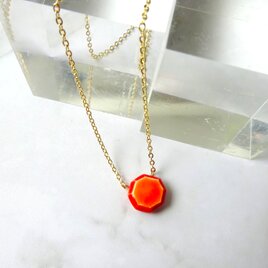 八角jewel cut necklace　（赤＋オレンジ）の画像