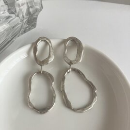 1点もの　silver melt BIG double hoop pierce 主役ピアス　大振り　シルバー950の画像
